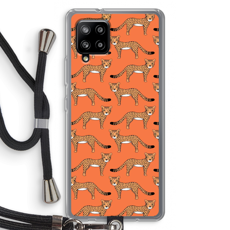 Cheetah: Samsung Galaxy A42 5G Transparant Hoesje met koord