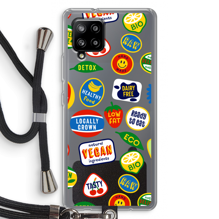 Fruitsticker: Samsung Galaxy A42 5G Transparant Hoesje met koord