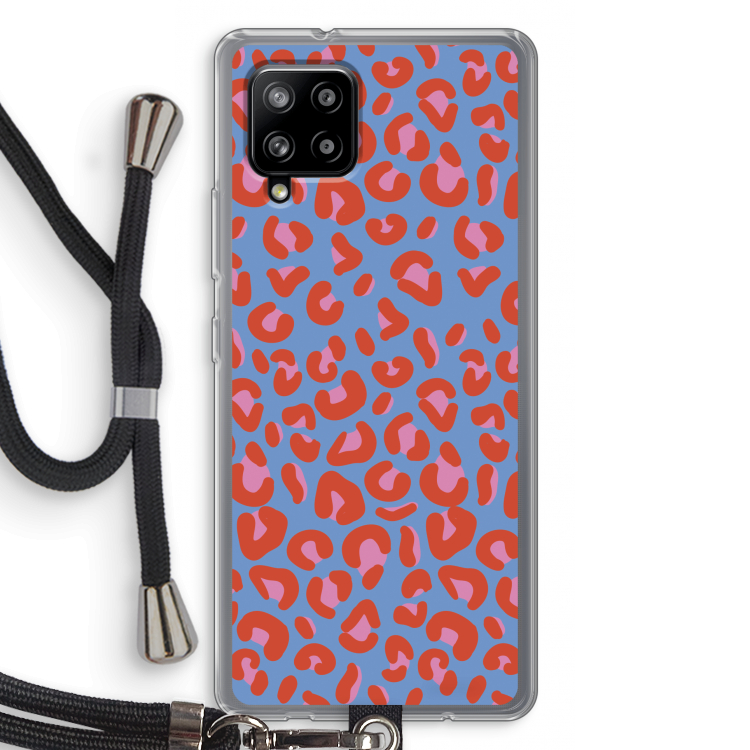 Leopard blue: Samsung Galaxy A42 5G Transparant Hoesje met koord