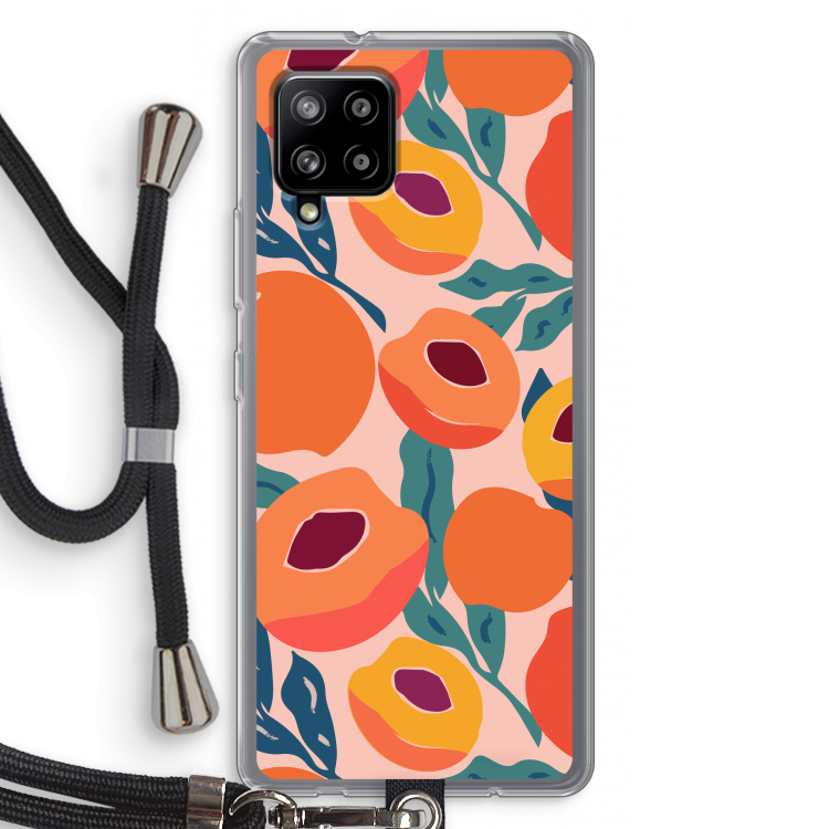Perzik: Samsung Galaxy A42 5G Transparant Hoesje met koord