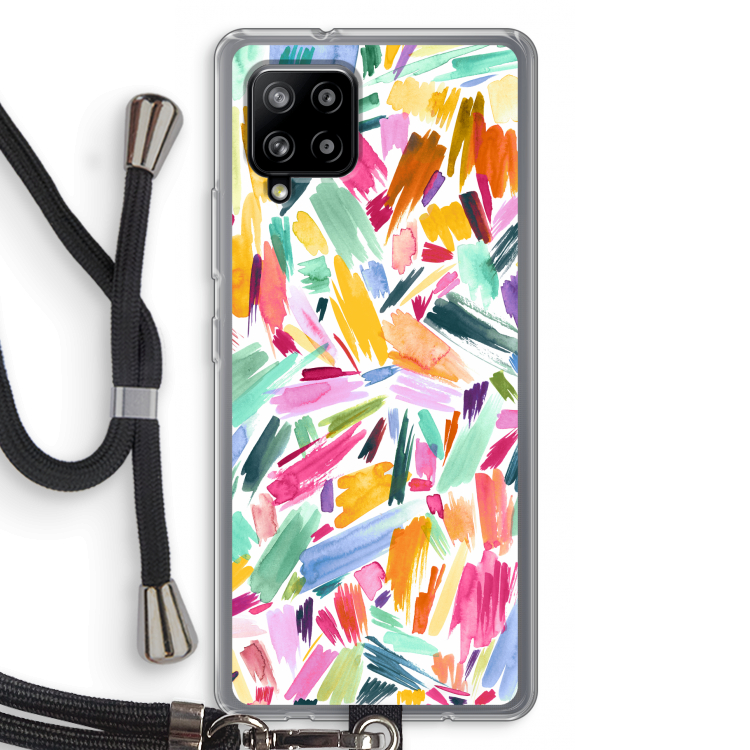 Watercolor Brushstrokes: Samsung Galaxy A42 5G Transparant Hoesje met koord