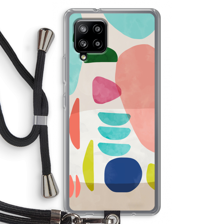 Bold Rounded Shapes: Samsung Galaxy A42 5G Transparant Hoesje met koord