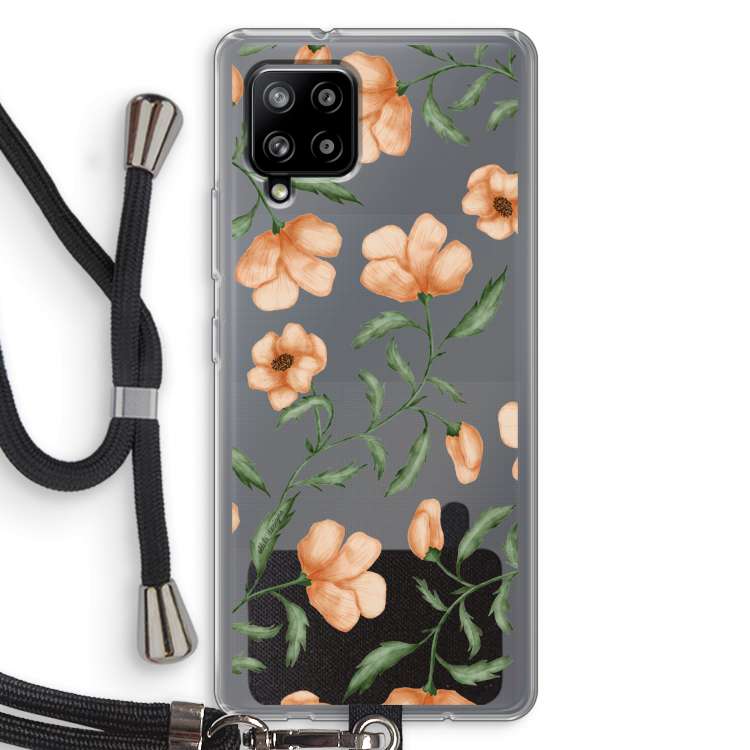 Peachy flowers: Samsung Galaxy A42 5G Transparant Hoesje met koord