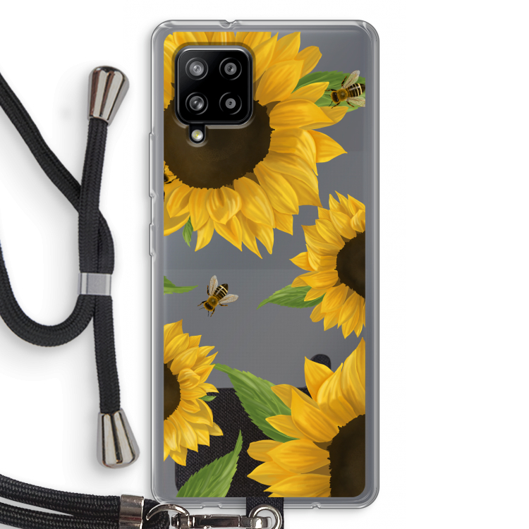 Sunflower and bees: Samsung Galaxy A42 5G Transparant Hoesje met koord