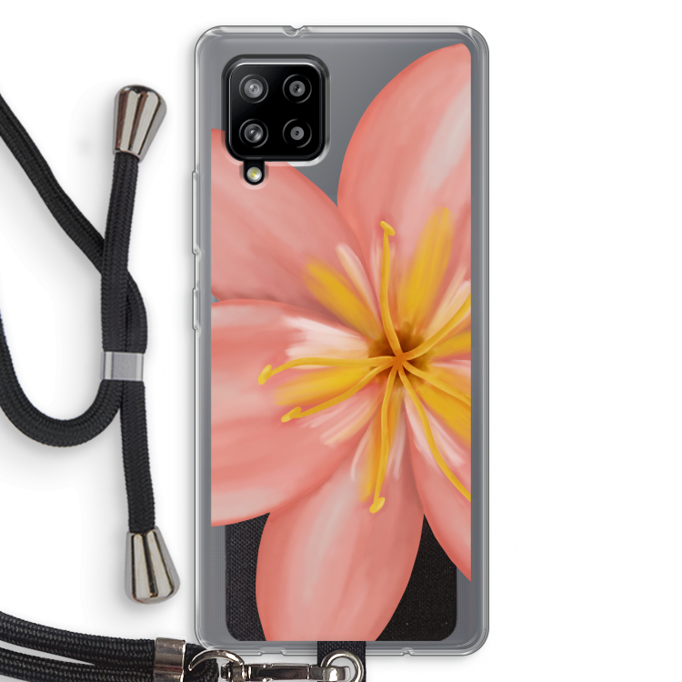 Pink Ellila Flower: Samsung Galaxy A42 5G Transparant Hoesje met koord