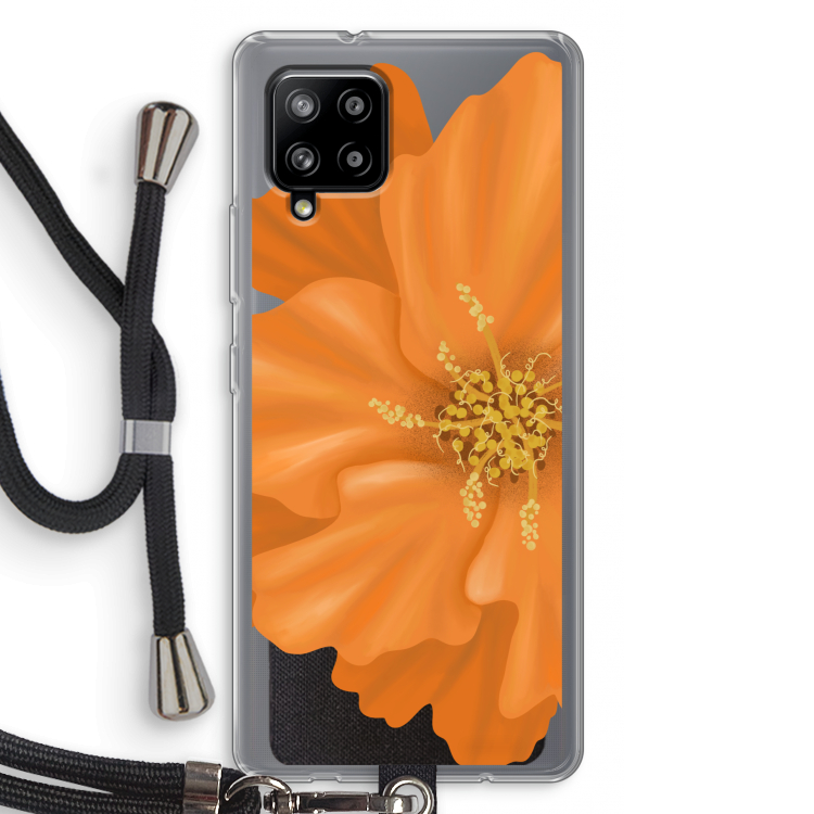 Orange Ellila flower: Samsung Galaxy A42 5G Transparant Hoesje met koord