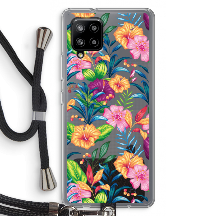 Tropisch 2: Samsung Galaxy A42 5G Transparant Hoesje met koord
