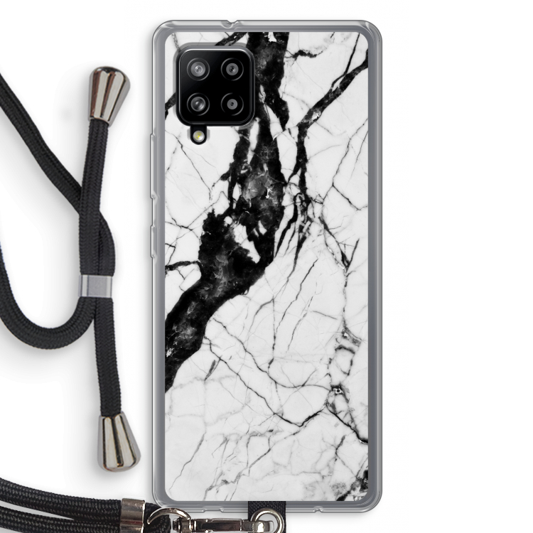 Witte marmer 2: Samsung Galaxy A42 5G Transparant Hoesje met koord
