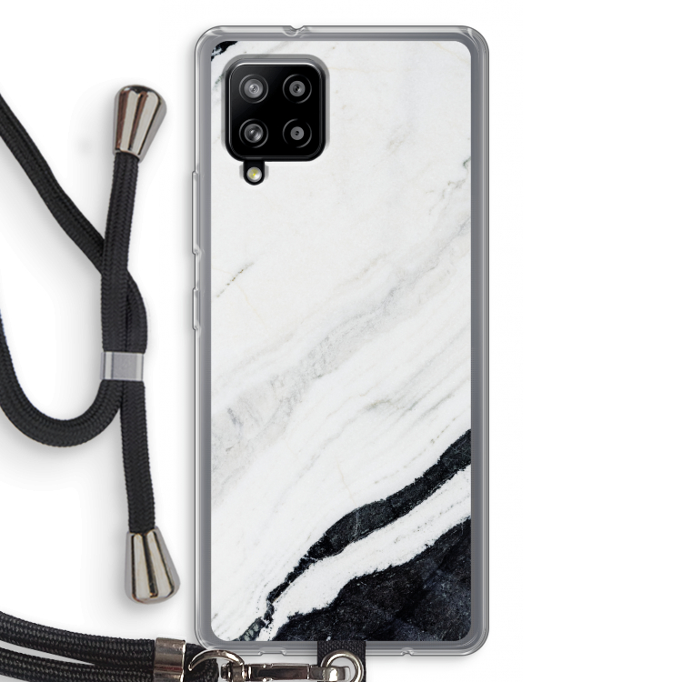 Elegante marmer: Samsung Galaxy A42 5G Transparant Hoesje met koord