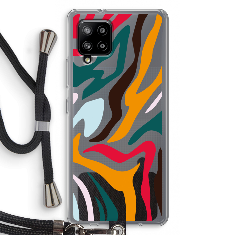 Colored Zebra: Samsung Galaxy A42 5G Transparant Hoesje met koord
