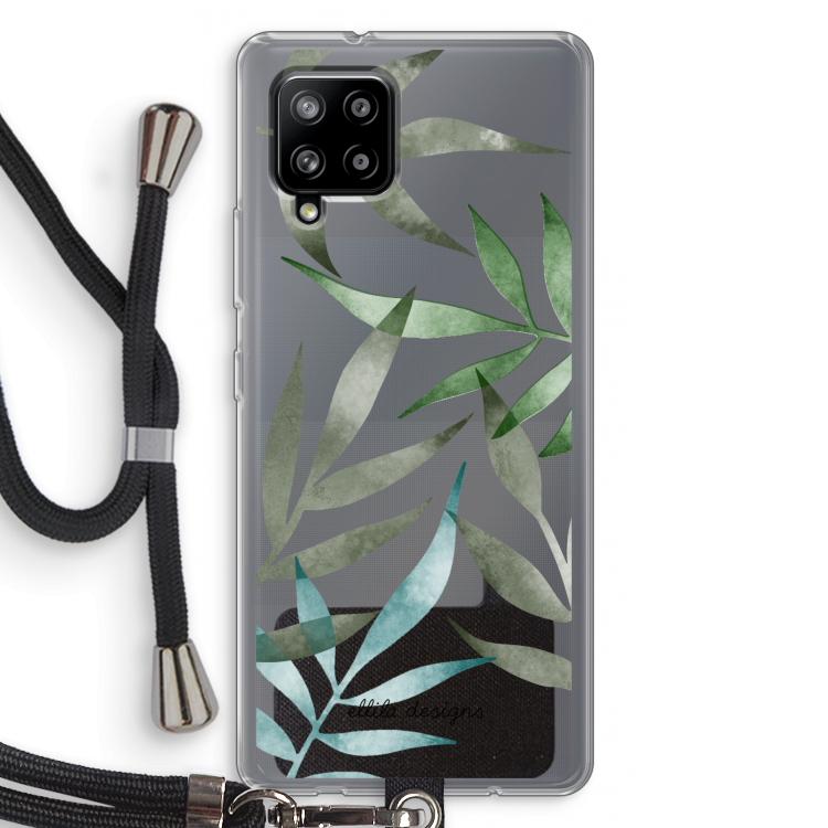 Tropical watercolor leaves: Samsung Galaxy A42 5G Transparant Hoesje met koord