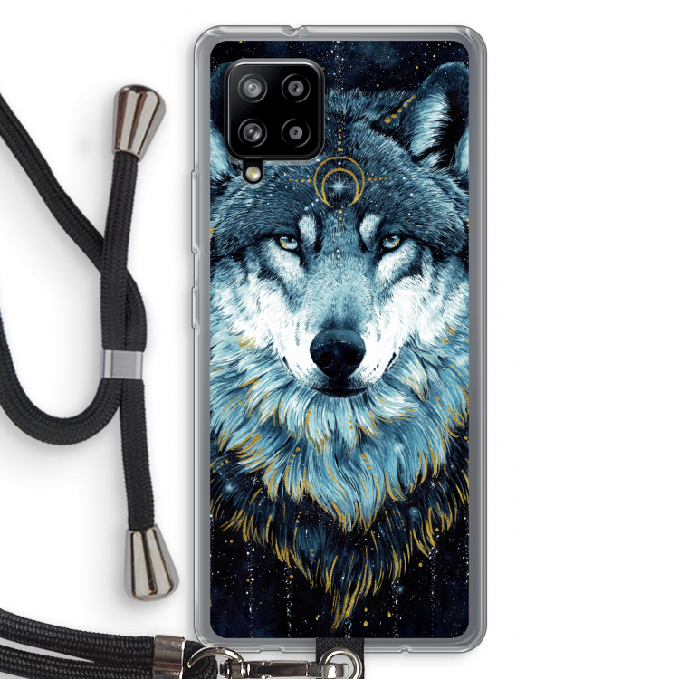 Darkness Wolf: Samsung Galaxy A42 5G Transparant Hoesje met koord