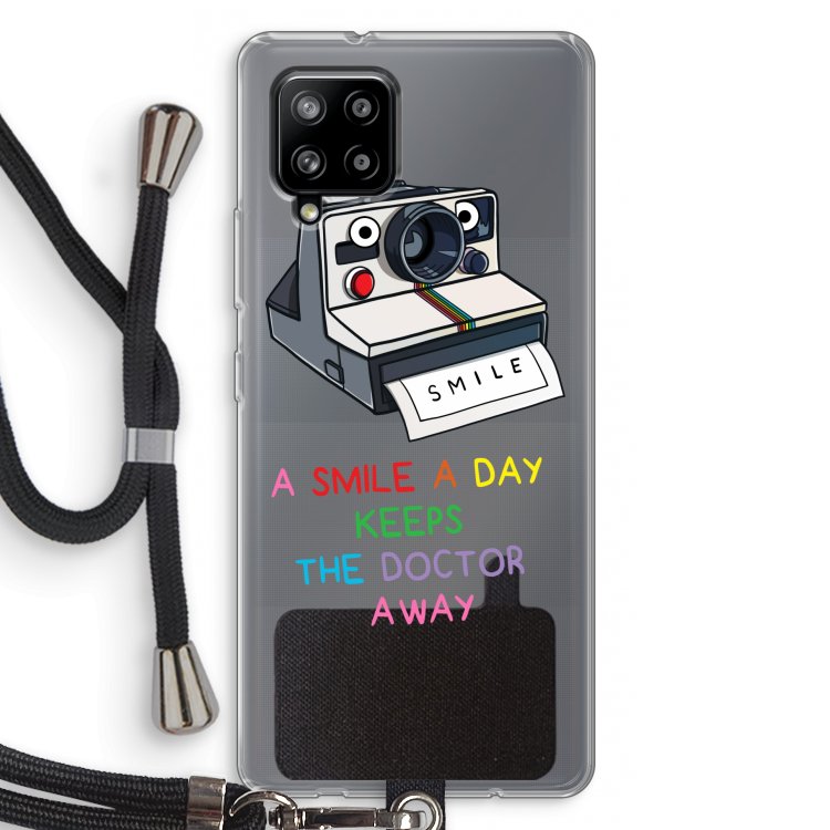Smile: Samsung Galaxy A42 5G Transparant Hoesje met koord