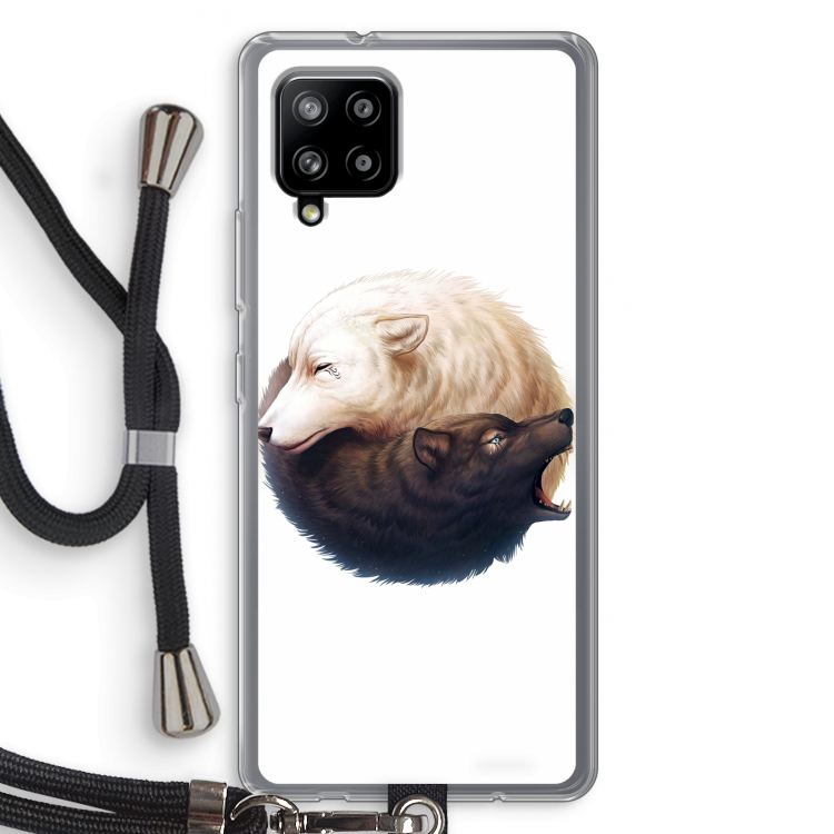 Yin Yang Wolves: Samsung Galaxy A42 5G Transparant Hoesje met koord