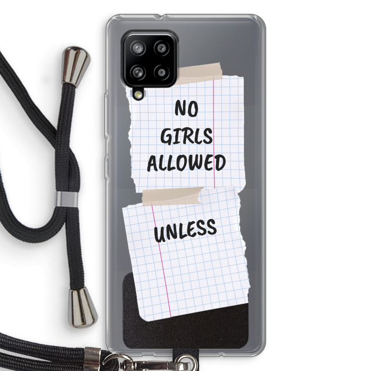 No Girls Allowed Unless: Samsung Galaxy A42 5G Transparant Hoesje met koord