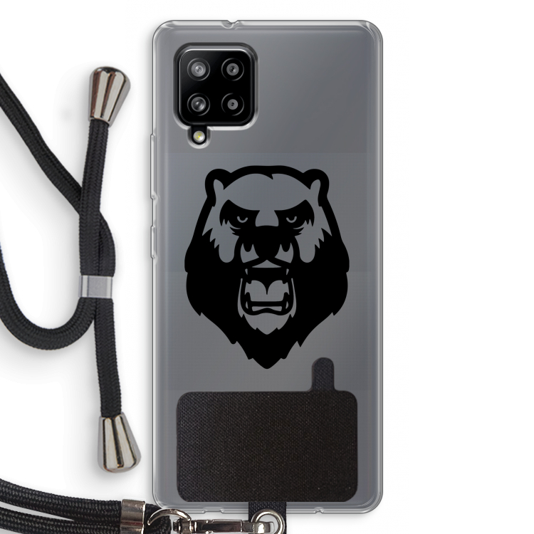 Angry Bear (black): Samsung Galaxy A42 5G Transparant Hoesje met koord