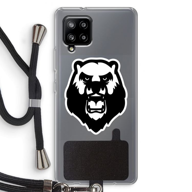 Angry Bear (white): Samsung Galaxy A42 5G Transparant Hoesje met koord