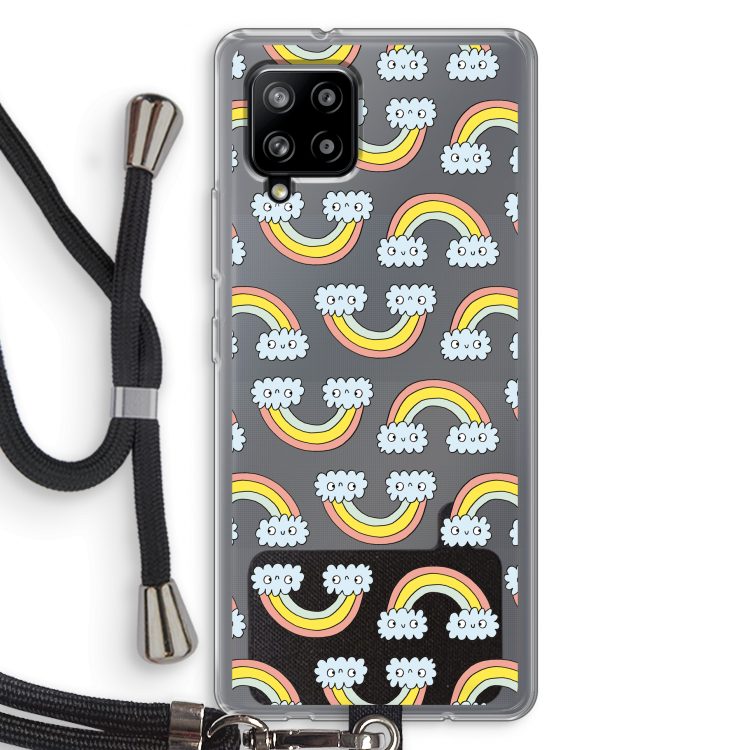 Regenboog: Samsung Galaxy A42 5G Transparant Hoesje met koord