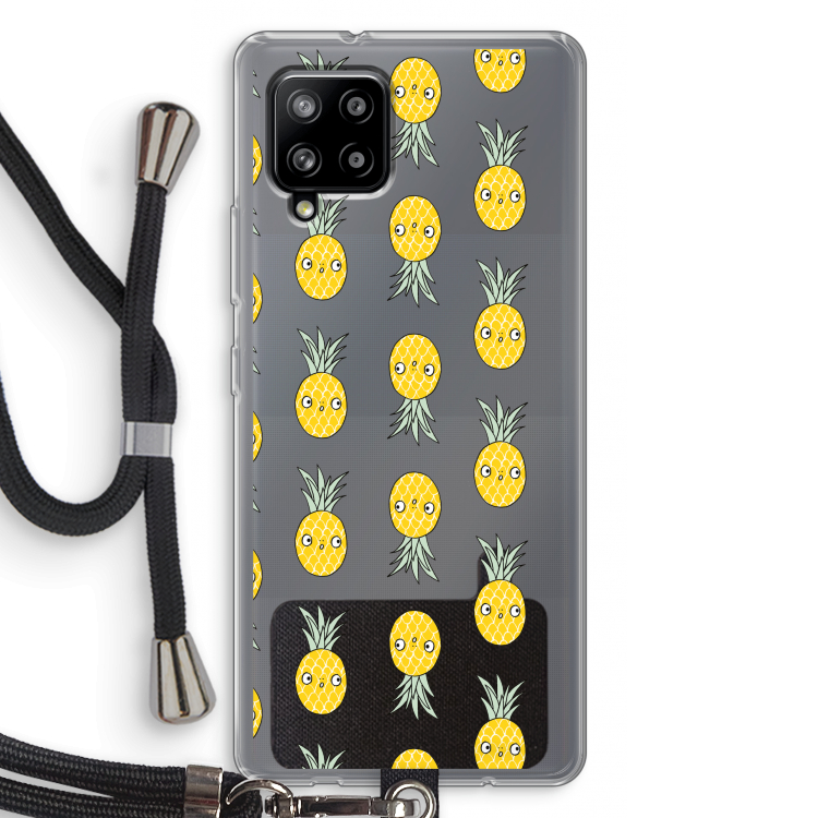 Ananas: Samsung Galaxy A42 5G Transparant Hoesje met koord