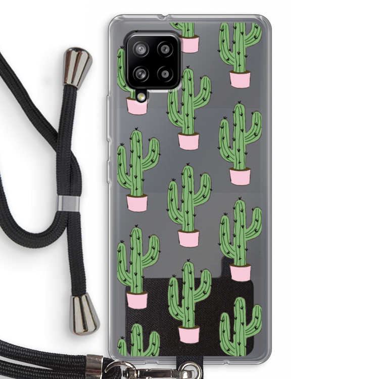 Cactus Lover: Samsung Galaxy A42 5G Transparant Hoesje met koord