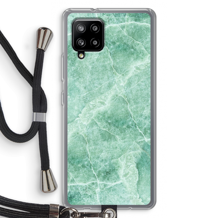 Groen marmer: Samsung Galaxy A42 5G Transparant Hoesje met koord