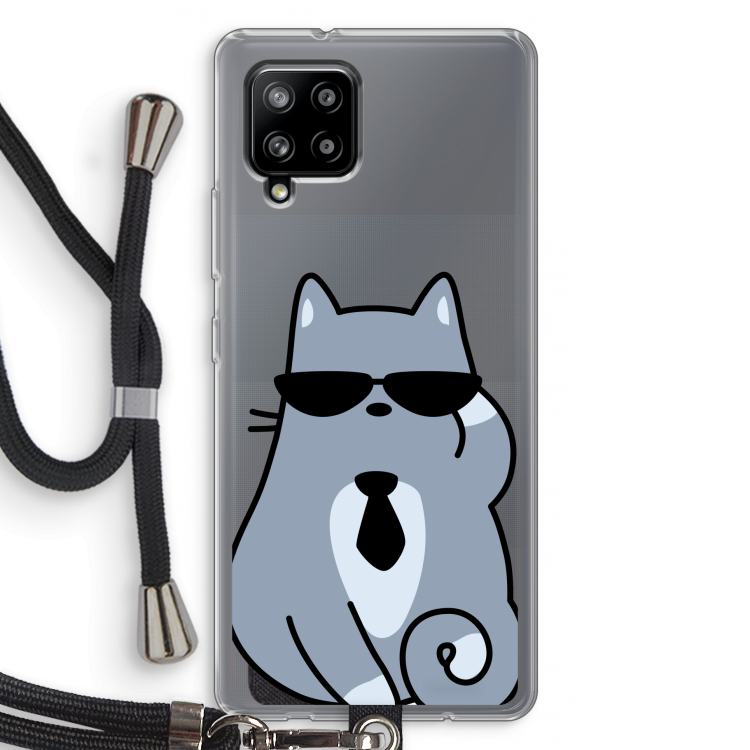 Cool cat: Samsung Galaxy A42 5G Transparant Hoesje met koord