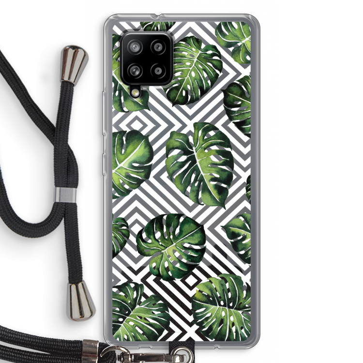 Geometrische jungle: Samsung Galaxy A42 5G Transparant Hoesje met koord