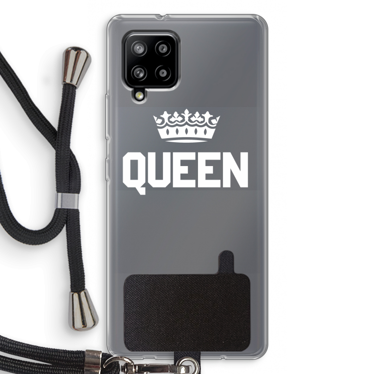 Queen zwart: Samsung Galaxy A42 5G Transparant Hoesje met koord