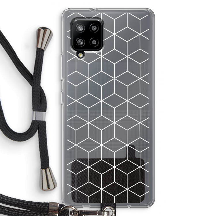 Zwart-witte kubussen: Samsung Galaxy A42 5G Transparant Hoesje met koord