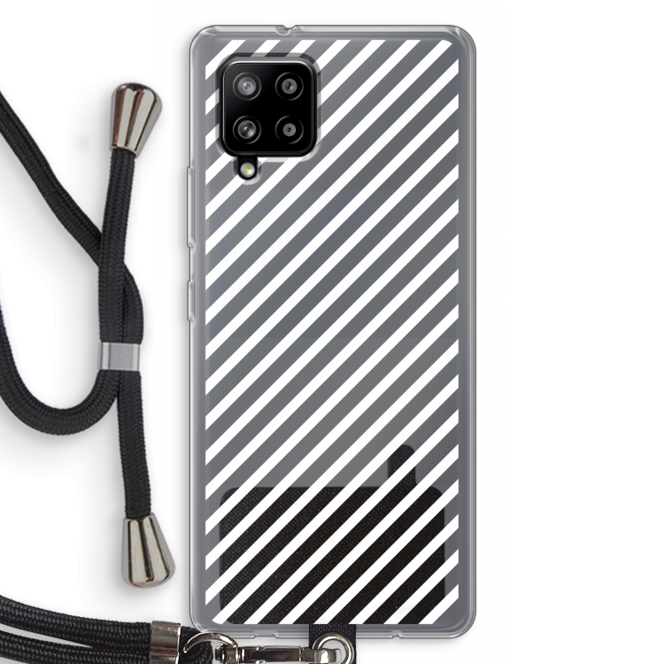 Strepen zwart-wit: Samsung Galaxy A42 5G Transparant Hoesje met koord