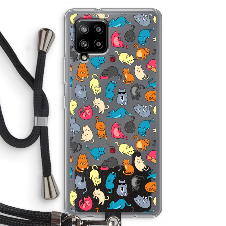 Kleurrijke katten: Samsung Galaxy A42 5G Transparant Hoesje met koord