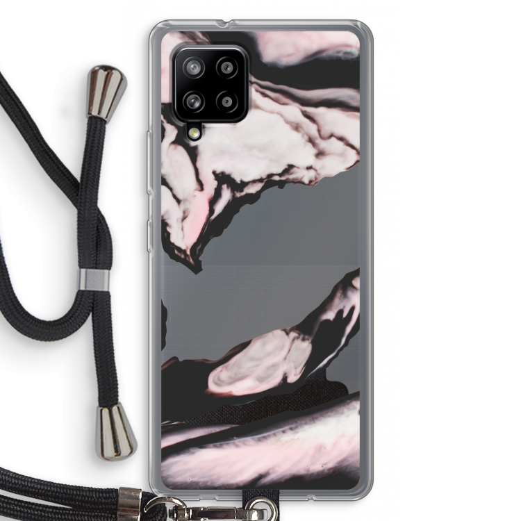 Roze stroom: Samsung Galaxy A42 5G Transparant Hoesje met koord