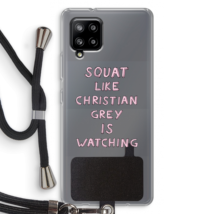 Christian Grey: Samsung Galaxy A42 5G Transparant Hoesje met koord