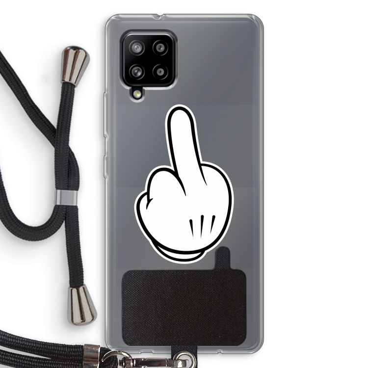 Middle finger black: Samsung Galaxy A42 5G Transparant Hoesje met koord