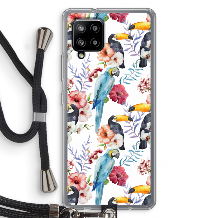 Bloemen tukan: Samsung Galaxy A42 5G Transparant Hoesje met koord