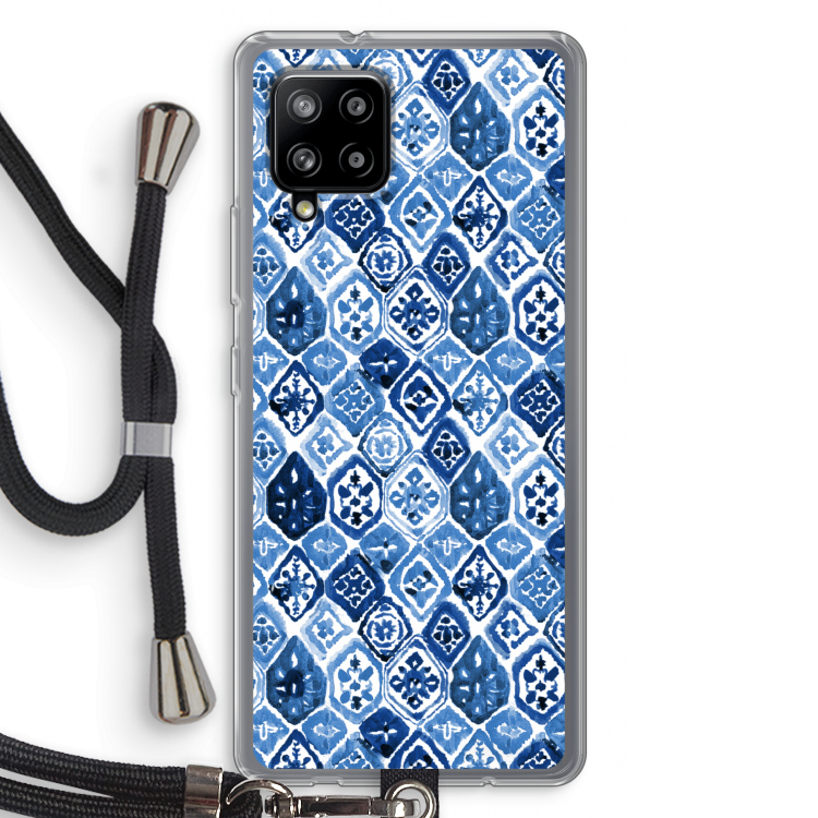 Blauw motief: Samsung Galaxy A42 5G Transparant Hoesje met koord