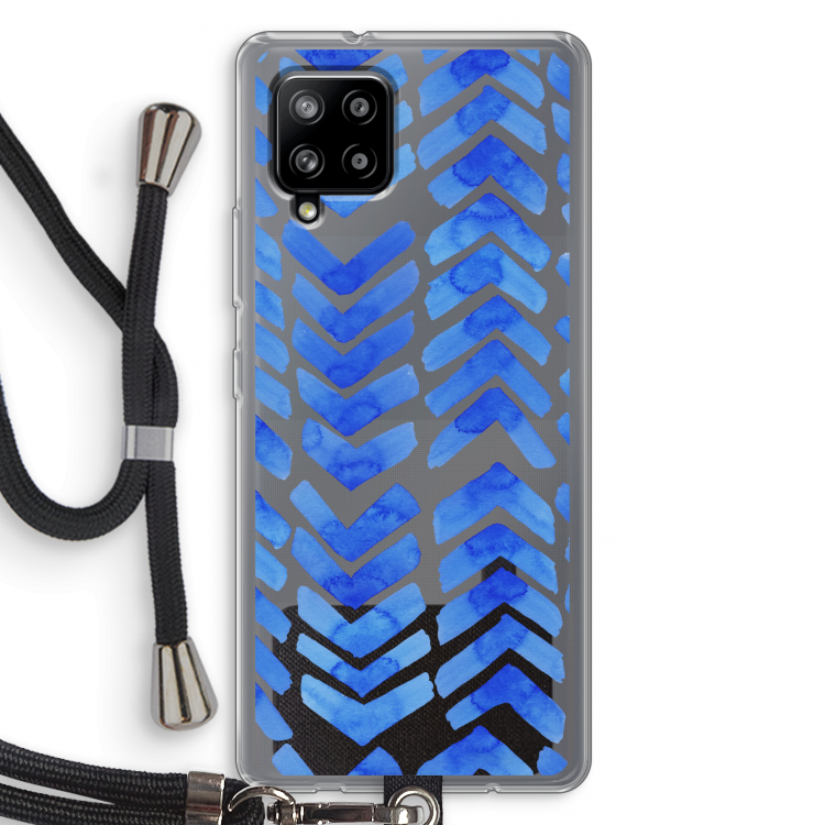 Blauwe pijlen: Samsung Galaxy A42 5G Transparant Hoesje met koord