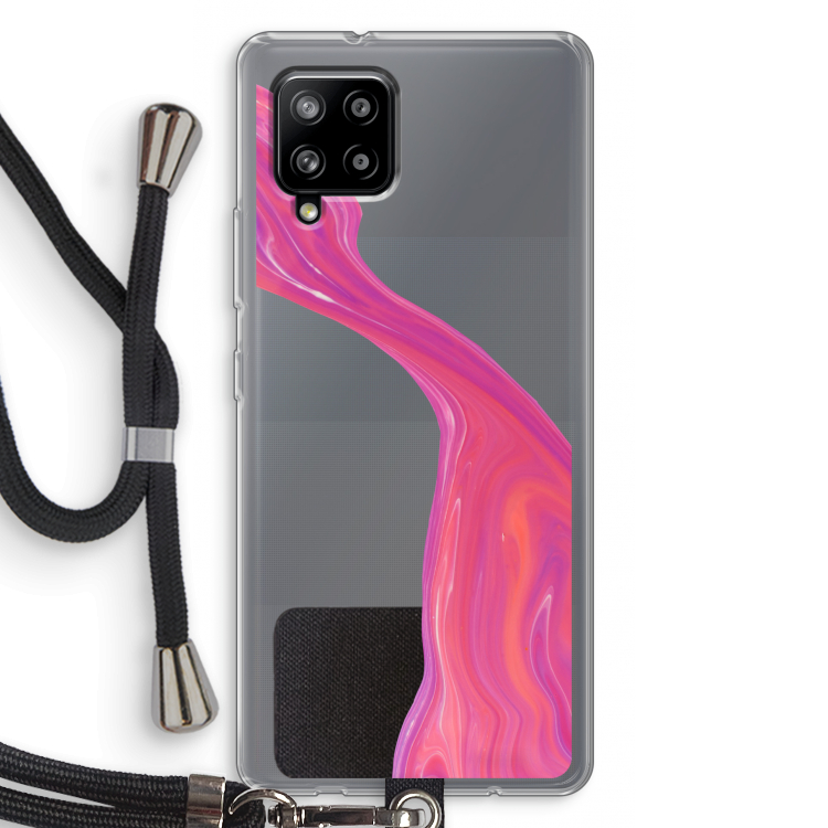 Paarse stroom: Samsung Galaxy A42 5G Transparant Hoesje met koord