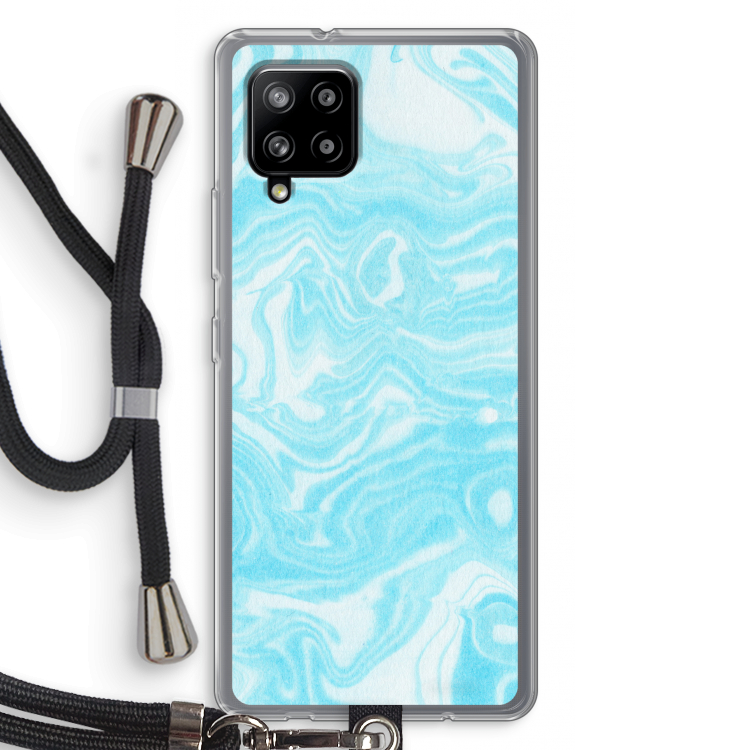 Waterverf blauw: Samsung Galaxy A42 5G Transparant Hoesje met koord
