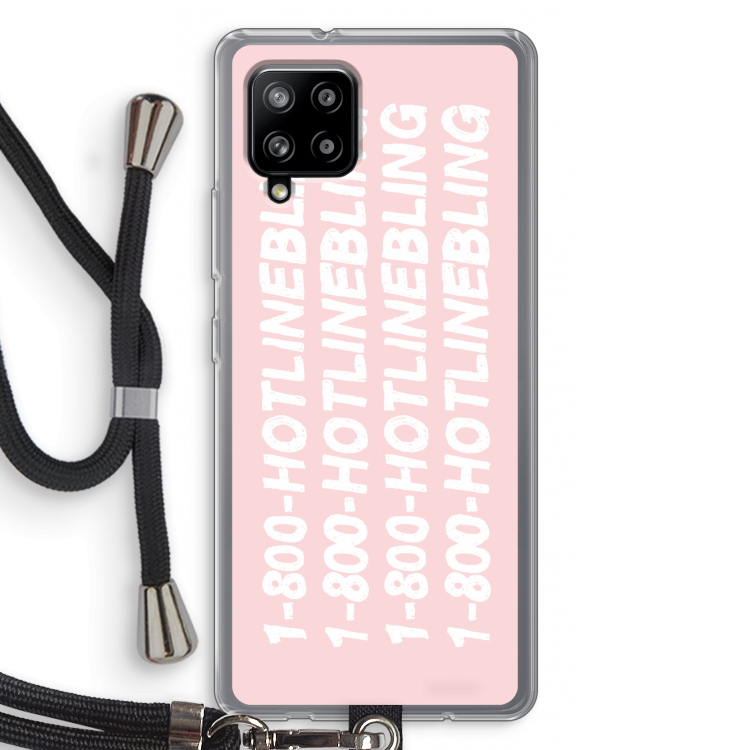 Hotline bling pink: Samsung Galaxy A42 5G Transparant Hoesje met koord