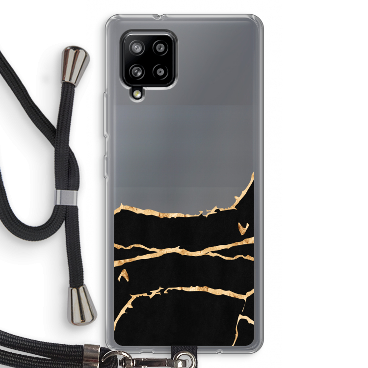 Gouden marmer: Samsung Galaxy A42 5G Transparant Hoesje met koord
