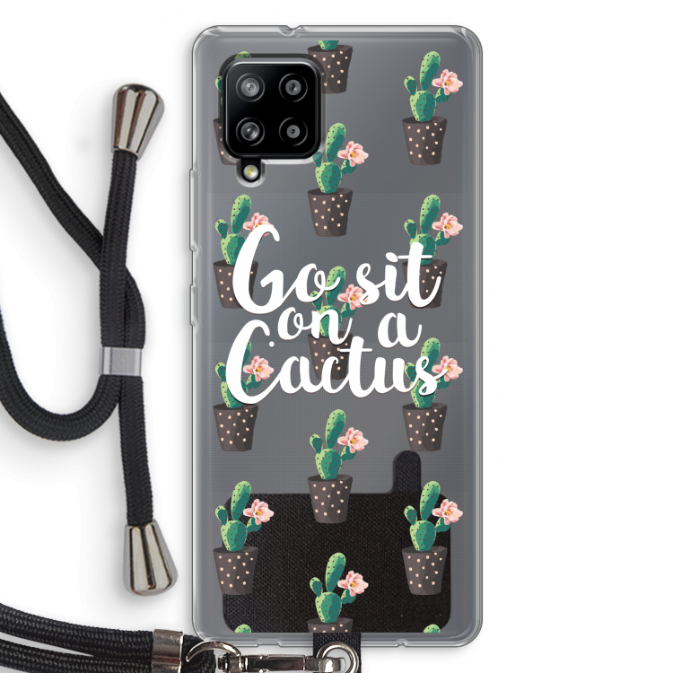 Cactus quote: Samsung Galaxy A42 5G Transparant Hoesje met koord
