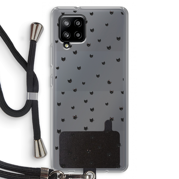 Kleine kattenkopjes: Samsung Galaxy A42 5G Transparant Hoesje met koord