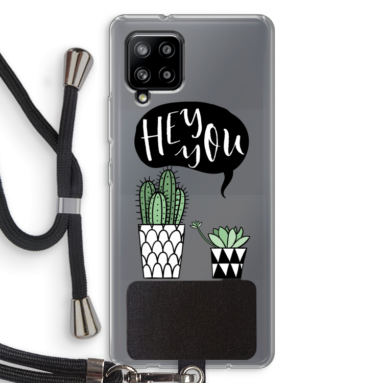 Hey you cactus: Samsung Galaxy A42 5G Transparant Hoesje met koord