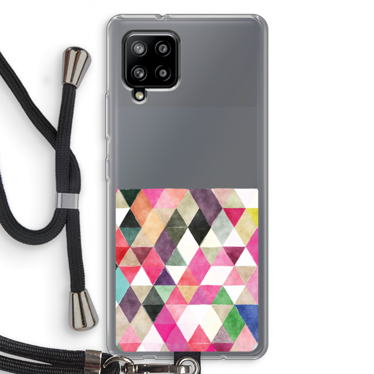 Gekleurde driehoekjes: Samsung Galaxy A42 5G Transparant Hoesje met koord