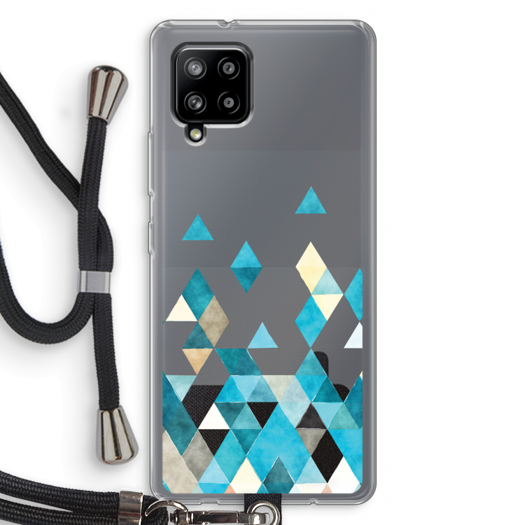 Gekleurde driehoekjes blauw: Samsung Galaxy A42 5G Transparant Hoesje met koord