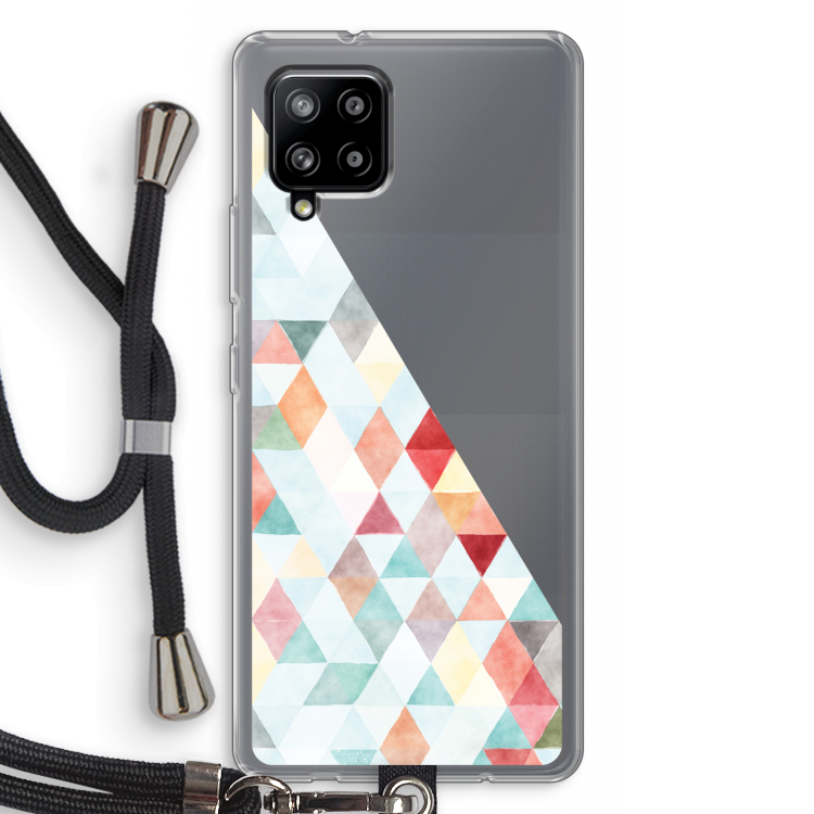Gekleurde driehoekjes pastel: Samsung Galaxy A42 5G Transparant Hoesje met koord