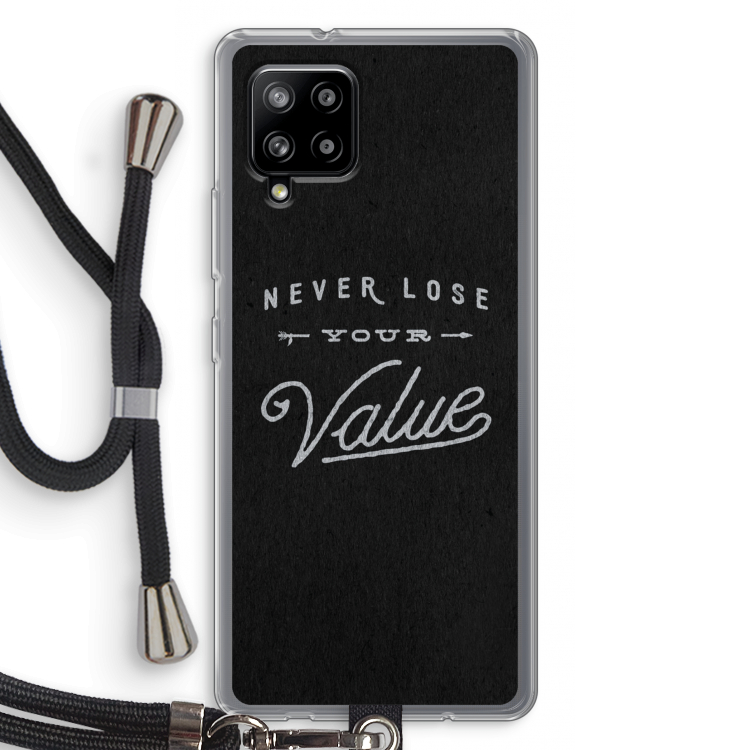 Never lose your value: Samsung Galaxy A42 5G Transparant Hoesje met koord