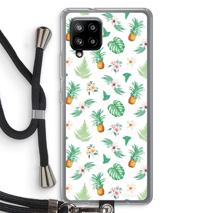 Ananas bladeren: Samsung Galaxy A42 5G Transparant Hoesje met koord