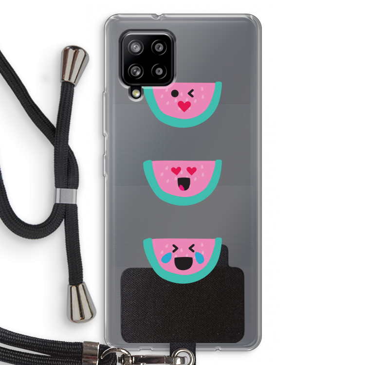 Smiley watermeloen: Samsung Galaxy A42 5G Transparant Hoesje met koord